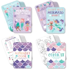 Big Dot of Happiness Mermaid Party Games Bundle Pack, Birthday Party Activities & Games for Girls, Mermaid Coloring Activity, 4 Games for 10 Guests
