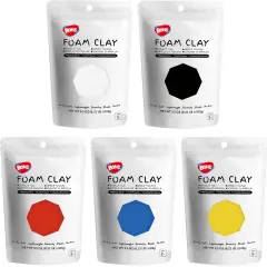 Primary Colors Foam Modeling Clay - Squishy, Air Dry, Soft - for Cosplay,School Projects,Baby Hand Print,Slime - Gifts for Adult and Kids - 5 pcs,18 OZ