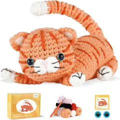 Crochet Kit for Beginners (1 Pack Orange cat)