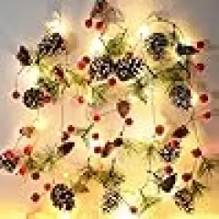 Red Berry and Holiday Pinecones Prelit Lights