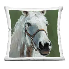 Stupell Industries White Horse on Green Indoor Pillow, 18 x 7 x 18