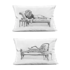 Stupell Industries Lounging Jungle Beasts 2 Piece Decorative Printed Throw Pillow Set design by Victoria Barnes, 14 x 7 x 20