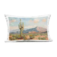 Stupell Industries Pink Desert Distant Mountain Outdoor Pillow, 14 x 7 x 20