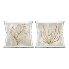Stupell Industries Beige Tides Coral Branches 2 Piece Decorative Printed Throw Pillow Set design by Hannah Dawson, 18 x 7 x 18