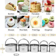 Biscuit Cutter Set Stainless Steel Round with Handle Professional Silver
