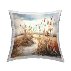 Country Stream with Reeds Design by RB Outdoor Printed Pillow 