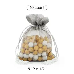 Luxurious Brushed Organza Bag with Tassels 5'' x 6 1/2''