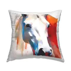 Gazing Horse Close Up Design by Walker Noble Outdoor Printed Pillow 