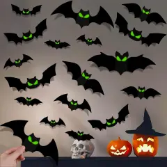 144 Pcs Bats Wall Decor, Glow in The Dark
