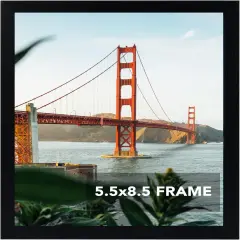 5.5x8.5 Picture Frame Black for Wall Hanging or Tabletop, 5.5 x 8.5 Frame Composite Wood Wall Gallery Photo Frame, Black