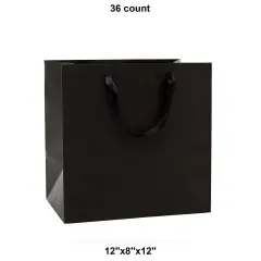 Colored Kraft Tote with Satin Handles 12" x 8" x 12" Black