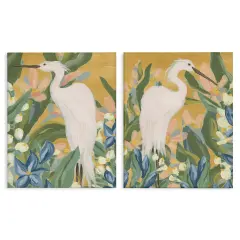 Stupell Industries Great Egret in Blooming Bushes 2 pc Canvas Wall Art Set Design by June Erica Vess