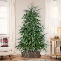 Northlight Pre-Lit Medium Weeping Cedar IPT Artificial Christmas Tree - 6.5' - Dual Color LED Lights Green