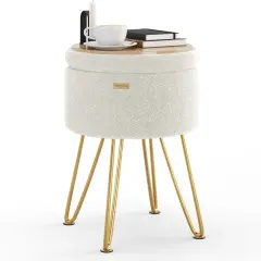 StorageBud Round Ottoman with Storage