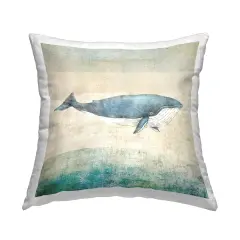 Rustic Maritime Whale Decorative Printed Throw Pillow Design by JG Studios, 18 x 7 x 18