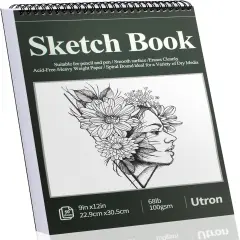 9"x12" Sketchbook Drawing, Top Spiral Sketching Pad, 100GSM/68LB Acid Free Art Sketching Pad, Drawing Paper, Beginner Artist (50 Sheets, White)