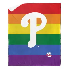 MLB Pride Series Silk Touch Sherpa Throw Blanket 50&times;60 Inches Philadelphiaphillies