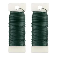 2 Pack Floral Wire 22 Gauge Floral Flexible Paddle Wire 38 Yards Green Flower Wire for Crafts Floral Flower Arrangements for Garland Wreaths Wire for Christmas Tree DIY Wreath Florist Wire (Green)