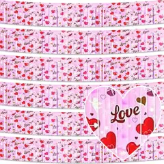 6 Pack 10 Feet Love Pink Wave Foil Fringe Garland Metallic Tinsel Streamers Banner Wall Hanging Curtain Backdrop for Parade Floats, Mother's Day, Easter, Wedding, Birthday Party Decoration
