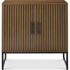 Best Choice Products 2-Door Slatted Storage Cabinet, Accent Furniture w/ Non-Scratch Foot Pads Dark Brown