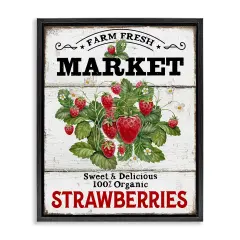 Stupell Industries Farm Fresh Strawberries Floater Framed Canvas Wall Art Design by Creatif Belle