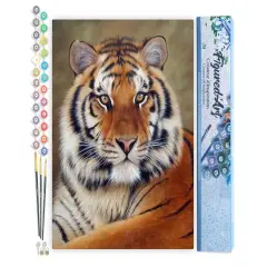 Figured'Art Paint by Numbers Kit for Adults Tiger Look 16"x20" - Craft Art Painting DIY Kit Rolled Canvas without frame