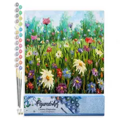 Figured'Art Paint by Numbers Kit for Adults Flowers in the Countryside 16"x20" - Craft Art Painting DIY Kit Rolled Canvas without frame