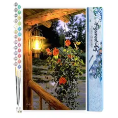 Figured'Art Paint by Numbers Kit for Adults Lantern under the porch 16"x20" - Craft Art Painting DIY Kit Rolled Canvas without frame