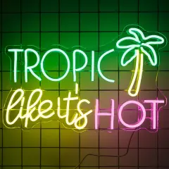 Tropic Like It's Hot Neon Sign &ndash; Dimmable LED Wall Decor for Bedroom, Bar & Summer Party