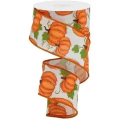 2.5" Pumpkin Patch Ribbon: Off White (10 Yards)