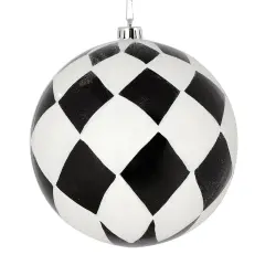 6" Glitter Harlequin Ball Ornaments: Black/White (3 pack)