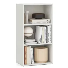 Costway 3 Tier Open Shelf Bookcase Multi-functional Storage Display Cabinet Furni White