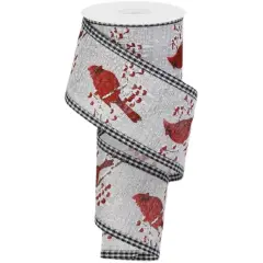 2.5" Cardinal Gingham Check Ribbon: Silver (10 Yards)