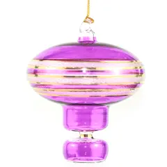 Gold Etched Glass Hot Air Balloon Ornament - Purple
