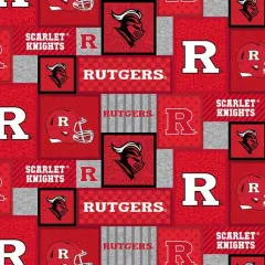 Licensed NCAA Rutgers University Patch Fleece RUTL-1177 Fabric by the Yard