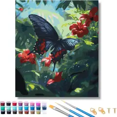 Paint by Numbers Kit for Adults, Butterfly Paint by Numbers Kit for Adults, DIY Paint by Numbers Kit with Brushes and Acrylic Paints,16x20 Inch Canvas for Home Wall Decor and Gift