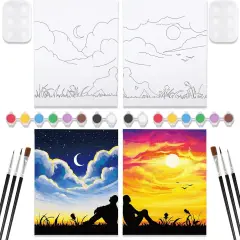 2 Pack 8x10 Pre Drawn Canvas for Painting for Adults Sip and Paint Kit for Adult's Couple's Date Night Party