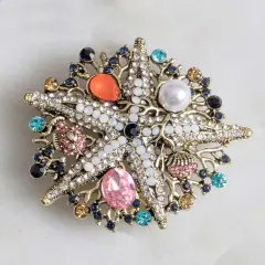 Starfish in Coral Cluster Brooch