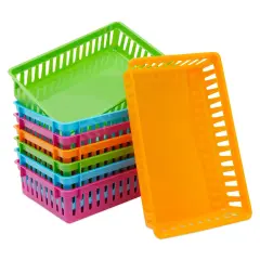 8 Pack Colorful Storage Bins for Classroom - Small Plastic Baskets for Organizing Shelves, Arts, Crafts, Desks, Toys (4 Colors, 10.3x6.5x2.3 in)