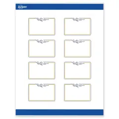 Avery Printable Rectangle Labels, Gold & Navy Border with Florals, 2" x 3", Matte White Rectangle Labels, Permanent, Laser/Inkjet, 80ct, Great for Product Labels