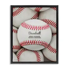 Stupell Industries Baseball Memories Phrase Floater Framed Canvas Wall Art Design by Seven Trees Design