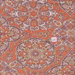 1 Yard Orange DTY Medallion Print Knit Fabric 180 GSM, 58/60&Prime; Wide Polyester Spandex Blend