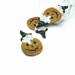 Halloween Cat in Pumpkin Pendant, 40x24mm