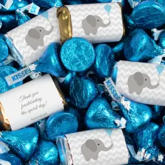 130 pcs Boy Baby Shower Candy Hershey's Chocolate Mix (1.65 lb) - Blue Baby Elephant - By Just Candy