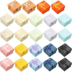 24 Pack Jewelry Gift Boxes Jewelry Box Gift Cases Cotton Filled Cardboard Paper Box Bracelets Bangle Necklace Gift Case with Ribbon Bow