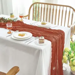 2 Pcs Cheesecloth Table Runner - 10ft Terracotta Boho Gauze