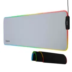 Insten - RGB Mouse Pad Gaming XXL Extended, LED Soft Cloth with 4 USB Port Mat, Ergonomic Anti-Slip Rubber Base, White 31.5 x 12 x 0.12 in Black