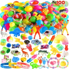 100Pcs Prefilled Easter Eggs with Toys, Filled Easter Eggs with Toys Inside, Easter Eggs Filled Basket Stuffed