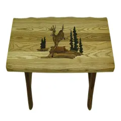 Hand Crafted Rustic Solid Hardwood Jumping Deer Bench 47 in.