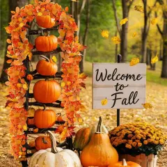 2 Packs Artificial Fall Garland with Eucalyptus Leaves